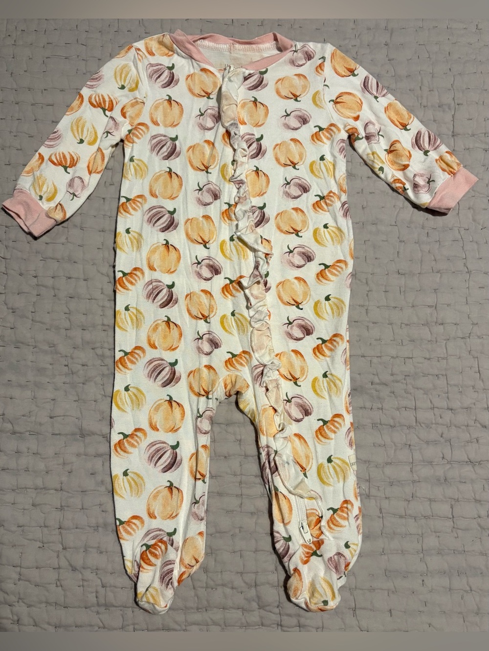 Milkberry Bamboo Baby Sleeper 0-3 Month Girls Pumpkin Pattern Footie Pajamas